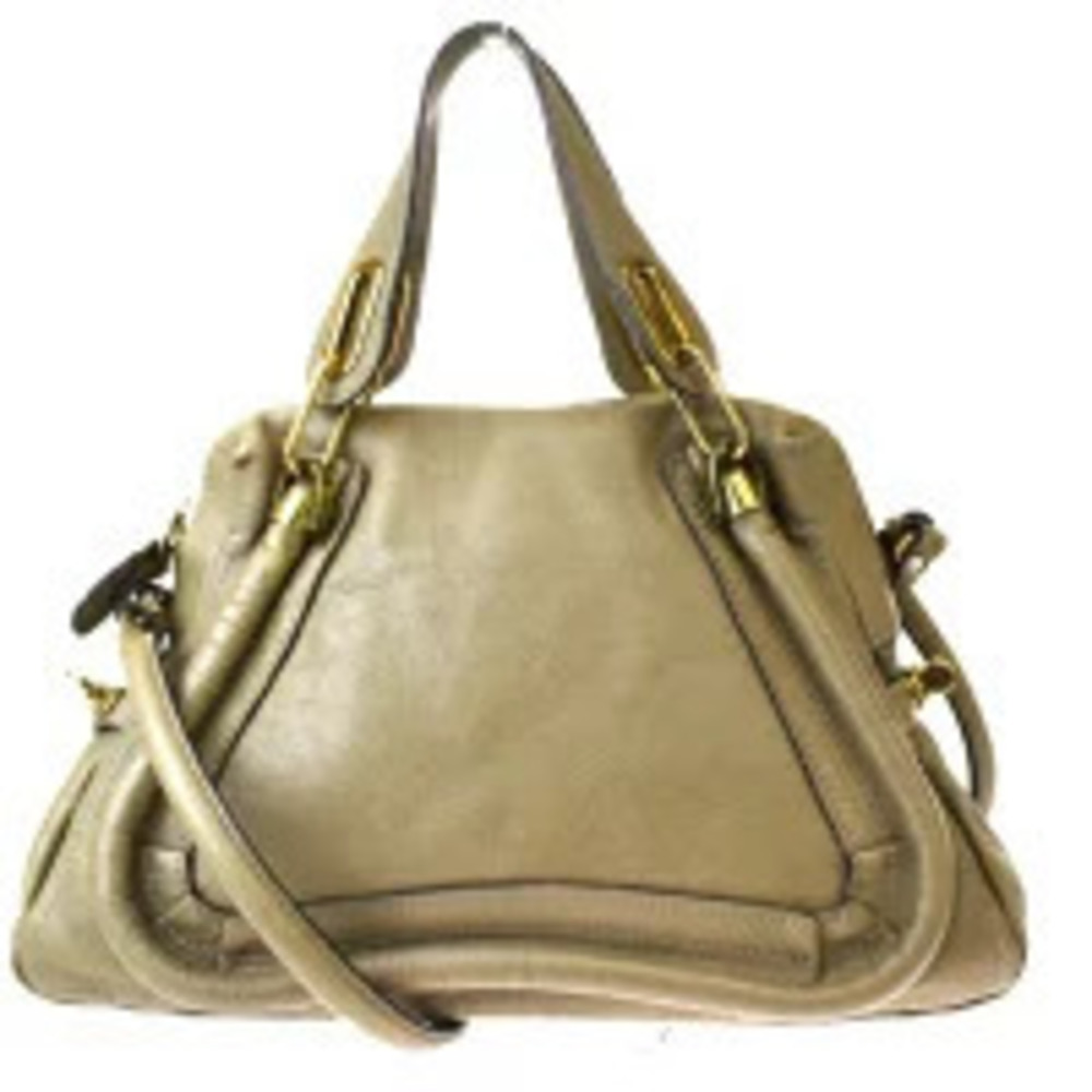 Chloe Paraty Handbag Shoulder Bag Khaki Green Leather